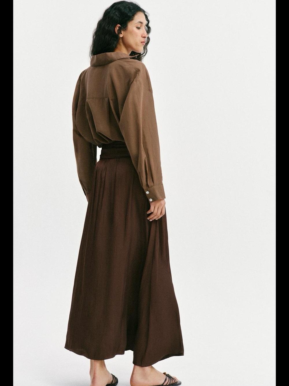 ZARA Brown Maxi Skirt  Elegant Flowing NWT ❗️